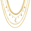 Necklace for Women Retro Moon Star Crystal Multi-layer Pendant Chain Necklace Jewelry Accessories