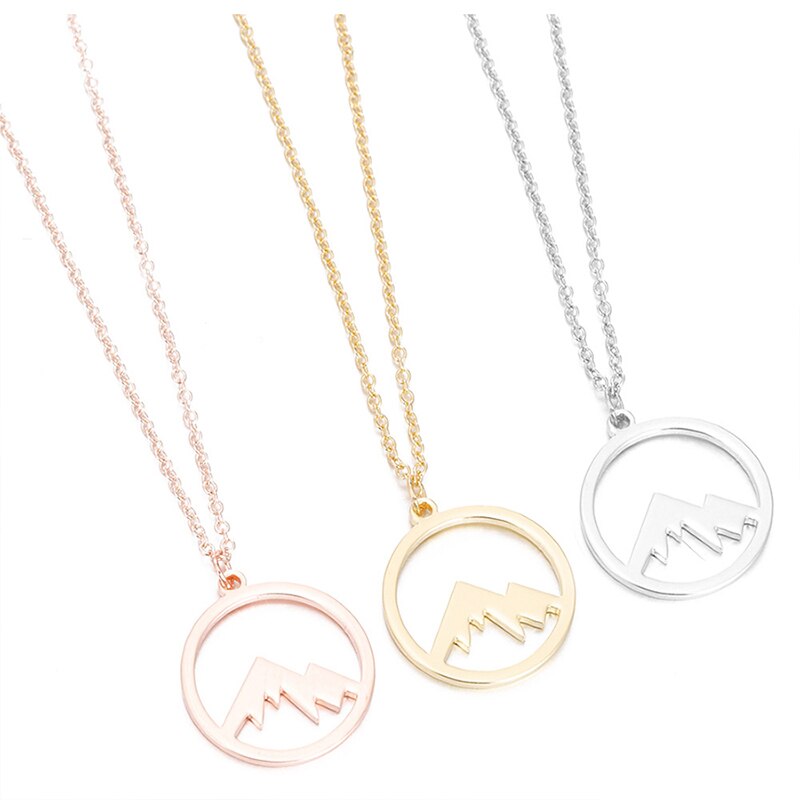 Necklaces For Women Stainless Steel  Mountain Peak Clavicle Chain Accessories Jewelry Friendship Commemorat Gift Rose Gold Chain
