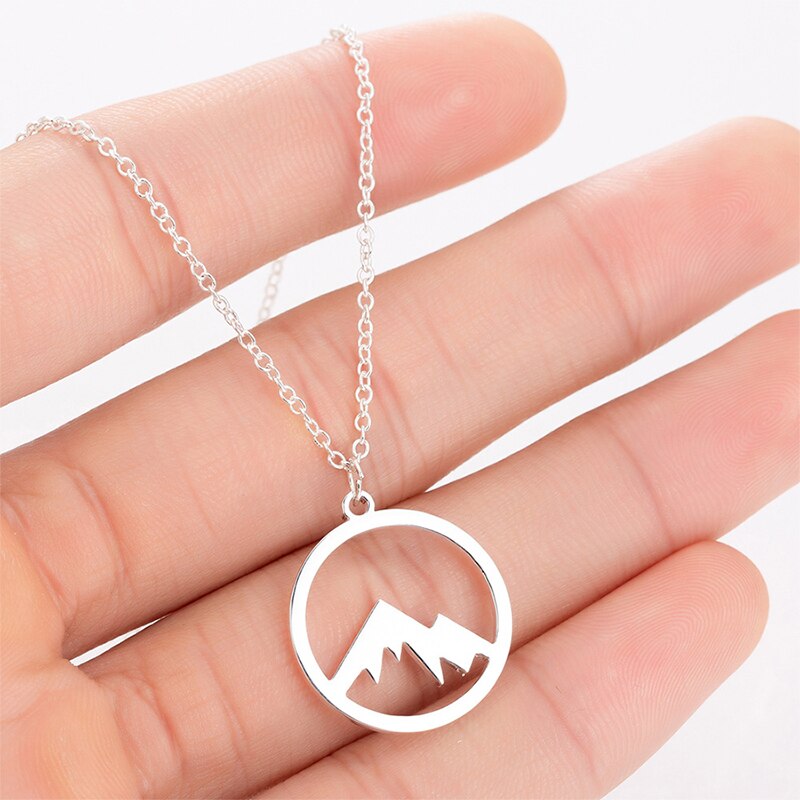 Necklaces For Women Stainless Steel  Mountain Peak Clavicle Chain Accessories Jewelry Friendship Commemorat Gift Rose Gold Chain