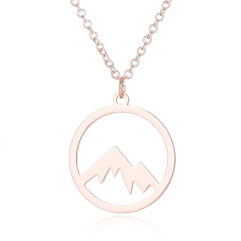 Necklaces For Women Stainless Steel  Mountain Peak Clavicle Chain Accessories Jewelry Friendship Commemorat Gift Rose Gold Chain