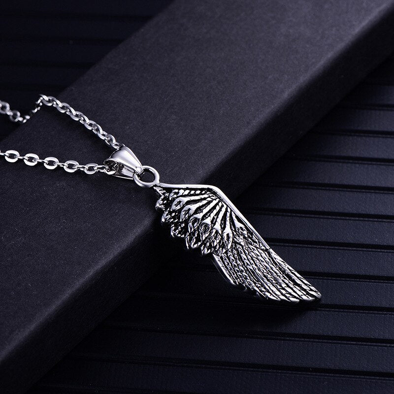 Necklaces Men Wing Stainless Steel Pendants Hip Hop Necklace Chaingifts Men 2021  Women  Accessories Feather Pendant