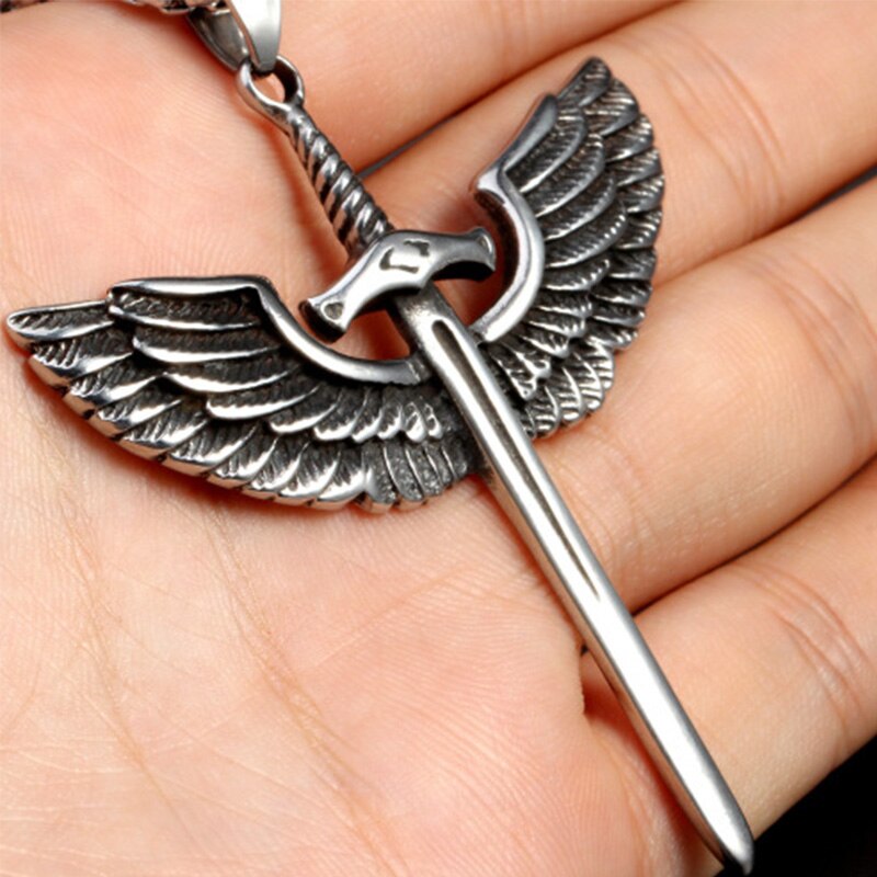 Necklaces Mens Stainless Stee Hip Hop Chain Men Pendant Pendants Male 2021  Men Accessories Wing Pendant Small Cross Necklace