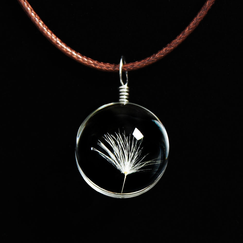 Necklaces & Pendants Fashion Crystal Dandelion Long Necklace Women Big 2020 Handmade Dried Flowers Long Necklace Men Chains