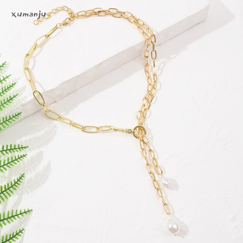 Necklaces for Women Minor 6mm Copper Bead Button Simple Collarbone Chain Sliding Chain Pearl Necklace for Women  Choker
