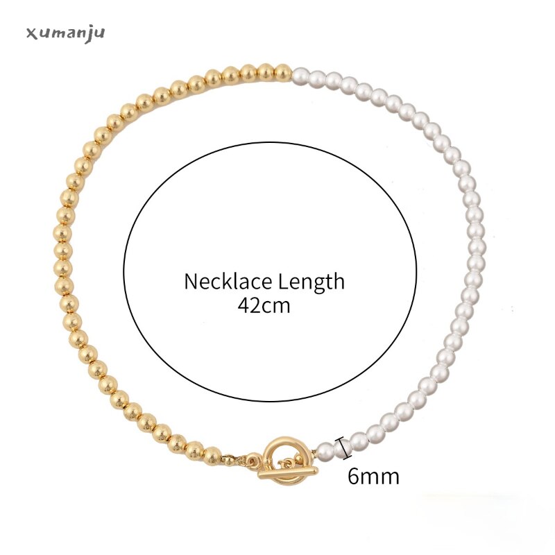 Necklaces for Women Minor 6mm Copper Bead Button Simple Collarbone Chain Sliding Chain Pearl Necklace for Women  Choker