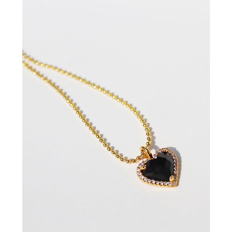 Necklaces for Women Neck Chain Female Jewelry   Gift Vintage Black Heart Zircon Crystal Beads Pendant
