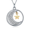 Necklaces of KJ-SH-N0097, Fashion jewelry Moon and star with Top AAA clean cz in 925 silver as gift, necklaces for Women or Lady