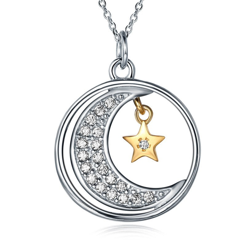 Necklaces of SH-N0097, Fashion jewelry Moon and star with Top AAA clean cz in 925 silver as gift, necklaces for Women or Lady