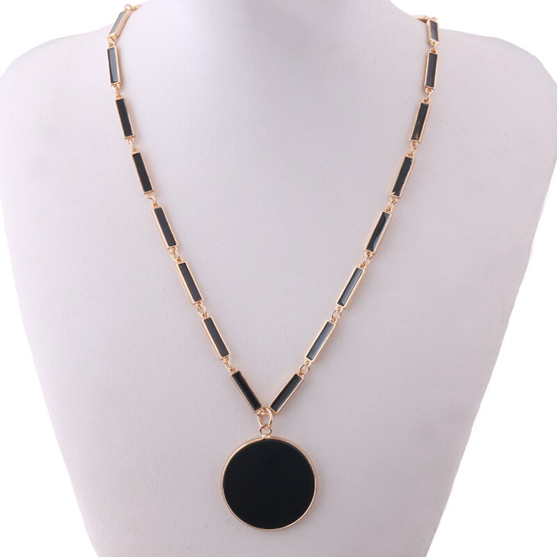 NeeFu WoFu Black Onyx Necklace Blue Sea Sediment  Gems Stone Crescent Moon Jewelry