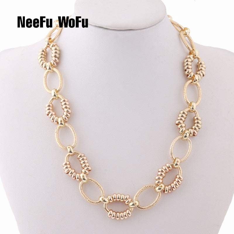 NeeFu WoFu Large aluminum necklace Choker luxurious exaggeration short Handmade necklaces Bohemia Bijoux Femme jewelry wholesa
