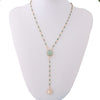 NeeFuWoFu Stainless Steel Necklace Natural Stone Pendant Short Necklace Woman Pink Stone Jewelry