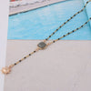 NeeFuWoFu Stainless Steel Necklace Natural Stone Pendant Short Necklace Woman Pink Stone Jewelry