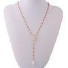 NeeFuWoFu Stainless Steel Necklace Natural Stone Pendant Short Necklace Woman Pink Stone Jewelry