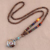 Nepal Buddhist Mala Wood Bead Necklace Ethnic Sweater Chain Statement Long Necklaces & Pendants for Women Men Gift Souvenir