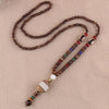 Nepal Buddhist Mala Wood Bead Necklace Ethnic Sweater Chain Statement Long Necklaces & Pendants for Women Men Gift Souvenir