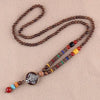 Nepal Buddhist Mala Wood Bead Necklace Ethnic Sweater Chain Statement Long Necklaces & Pendants for Women Men Gift Souvenir