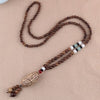 Nepal Buddhist Mala Wood Bead Necklace Ethnic Sweater Chain Statement Long Necklaces & Pendants for Women Men Gift Souvenir