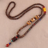 Nepal Buddhist Mala Wood Bead Necklace Ethnic Sweater Chain Statement Long Necklaces & Pendants for Women Men Gift Souvenir