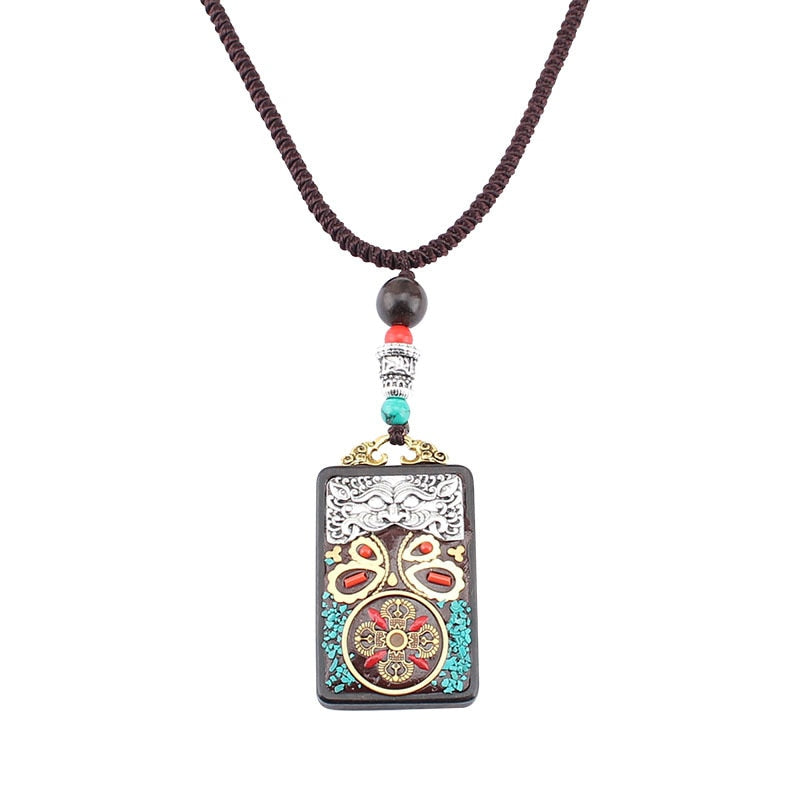 Nepal Ethnic Jewelry Sandalwood pendants Manufacturer direct Nepal Peace cross pestle ebony Vintage sweater necklace