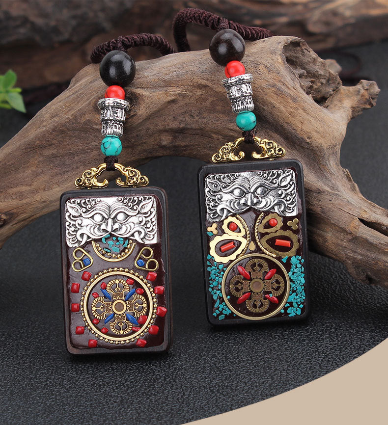 Nepal Ethnic Jewelry Sandalwood pendants Manufacturer direct Nepal Peace cross pestle ebony Vintage sweater necklace