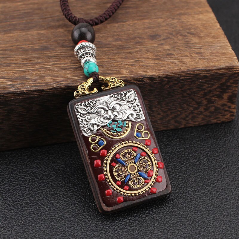 Nepal Ethnic Jewelry Sandalwood pendants Manufacturer direct Nepal Peace cross pestle ebony Vintage sweater necklace