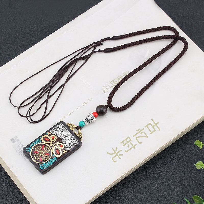 Nepal Ethnic Jewelry Sandalwood pendants Manufacturer direct Nepal Peace cross pestle ebony Vintage sweater necklace