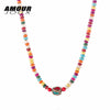 Nepal Stone Charm Necklace For Women Colorful Stone Beaded Chain Choker Bohemian Necklaces For Women Female Ethnic Jewelry