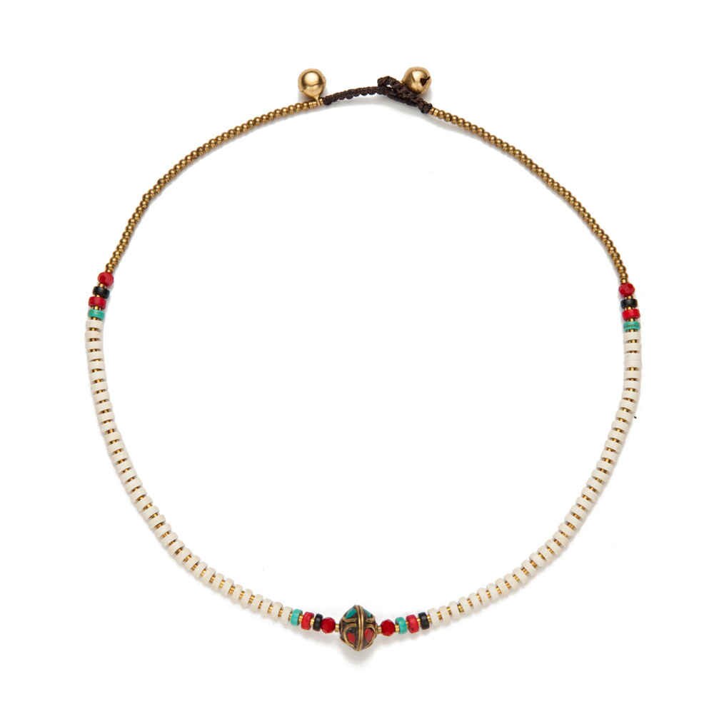 Nepal Stone Charm Necklace For Women Colorful Stone Beaded Chain Choker Bohemian Necklaces For Women Female Ethnic Jewelry