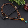 Nepalese Resin Water Drop Peacock Pendants Bohemian Necklace Men Women Wood Bead Necklaces Long Chain Ethnic Jewelry Accessories