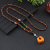 Nepalese Resin Water Drop Peacock Pendants Bohemian Necklace Men Women Wood Bead Necklaces Long Chain Ethnic Jewelry Accessories