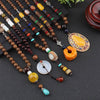 Nepalese Resin Water Drop Peacock Pendants Bohemian Necklace Men Women Wood Bead Necklaces Long Chain Ethnic Jewelry Accessories