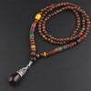 Nepalese Resin Water Drop Peacock Pendants Bohemian Necklace Men Women Wood Bead Necklaces Long Chain Ethnic Jewelry Accessories