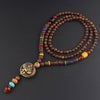 Nepalese Resin Water Drop Peacock Pendants Bohemian Necklace Men Women Wood Bead Necklaces Long Chain Ethnic Jewelry Accessories