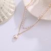 Net red simple neck jewelry necklace women's short double pearl temperament all-match clavicle chain