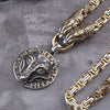 Never Fade Men stainless steel Wolf head norse viking amulet thor hammer pendant necklace viking king chain