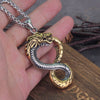 Never Fade Norse dragon snake Unlimited Self-devourer  Ouroboros pendant necklace with wooden box as gift