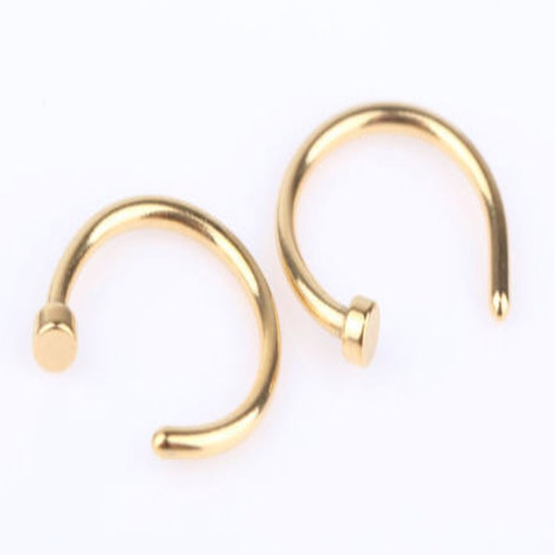 New 10pcs Medical Titanium Silver Hoop Nose Rings Clip on Ear Lip Navel Body Piercing Fake Percing Jewelry Women Pircings 2020