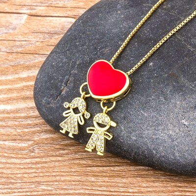 12 Styles Copper Zircon Boy Girl Love Necklaces Women Gold Color Necklaces & Pendants chain Jewelry Charm Mother's Day Gift