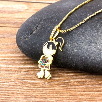 12 Styles Copper Zircon Boy Girl Love Necklaces Women Gold Color Necklaces & Pendants chain Jewelry Charm Mother's Day Gift
