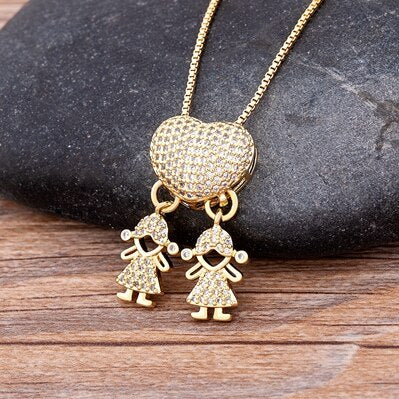 12 Styles Copper Zircon Boy Girl Love Necklaces Women Gold Color Necklaces & Pendants chain Jewelry Charm Mother's Day Gift