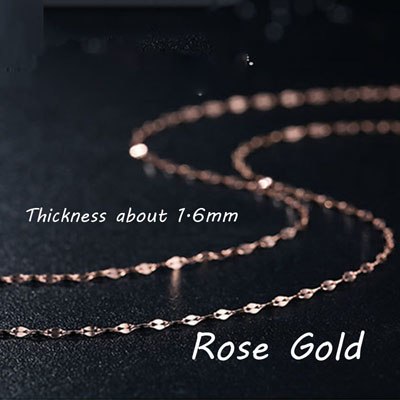 New 18k Gold Necklace Pendant Slim Plaque Chain Charm Thin Women Girl 40/45cm Hot Jewelry Gift Pure Solid 750 Classic Party
