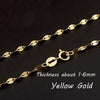 New 18k Gold Necklace Pendant Slim Plaque Chain Charm Thin Women Girl 40/45cm Hot Jewelry Gift Pure Solid 750 Classic Party