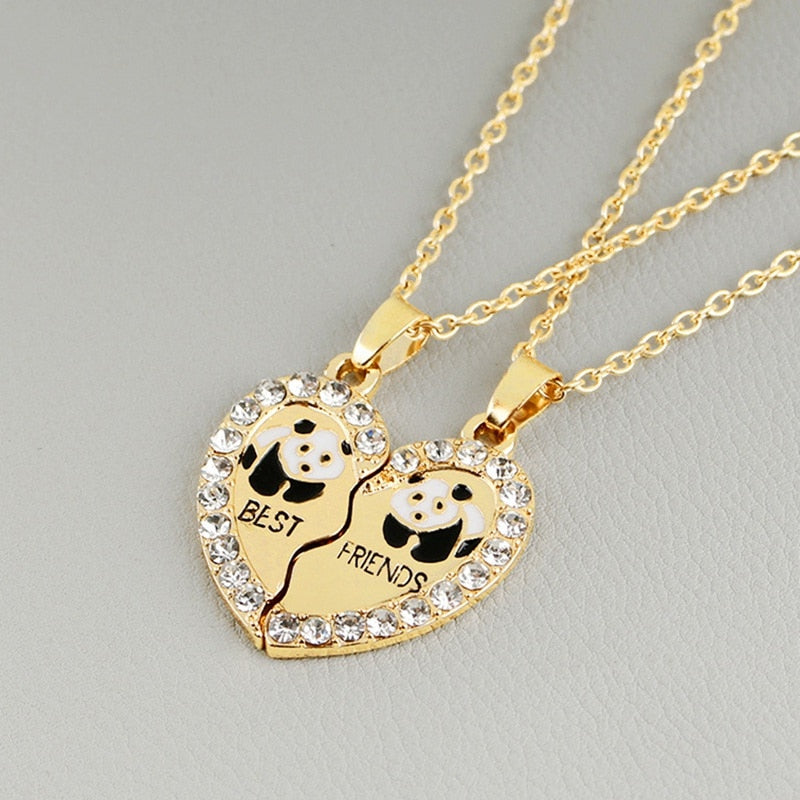 2 PCS/Set Animal Friends Friendship Couple Two Parts Pendant Necklace Gifts For Men Women BFF Jewelry