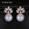 New 2020 Pearl Jewelry Earrings Rose Gold Color Cubic Zircon Earrings For Women Wedding Gifts E-233