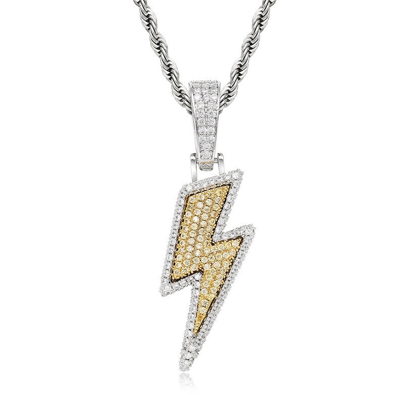 2021 Iced Out Lightning Necklace & Pendant  AAA Zircon Men'S Necklace Hip Hop Jewelry Gift