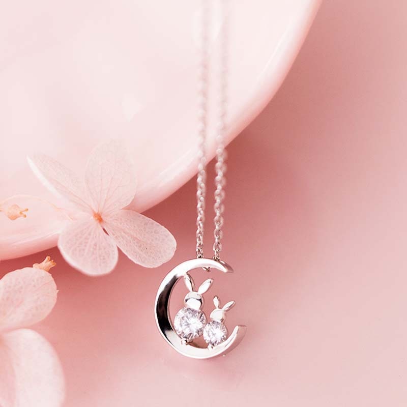 2021 Japan Small Fresh Cute Rabbit Zircon Choker Necklace For Women  Color Summer Pendants Neckalces  Jewelry Gifts