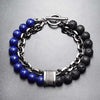 2021 Men's Tiger Eye Stone Beaded Bracelet Stainless Steel Gunmetal Link Chain Yoga Bracelet Male Jewelry