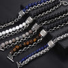 2021 Men's Tiger Eye Stone Beaded Bracelet Stainless Steel Gunmetal Link Chain Yoga Bracelet Male Jewelry