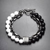 2021 Men's Tiger Eye Stone Beaded Bracelet Stainless Steel Gunmetal Link Chain Yoga Bracelet Male Jewelry