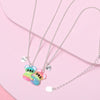 2021 Cute Colorful Raccoon Shape Pendant Chain Friends Necklace BFF Friendship Children's Jewelry Gift for Girls